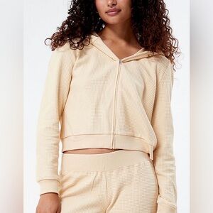 Rhythm Light Layers Zip Up Waffle Knit Hoodie